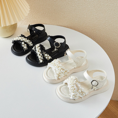 Girls Sandals 2024 New Summer Baby Beach Shoes for Big Children Fashion Korean Soft Sole Children's Sandals for Girls