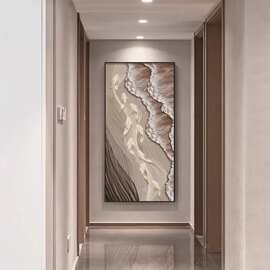 九鱼图海景画玄关装饰画高级感正对门墙客厅挂画入户走廊过道壁画