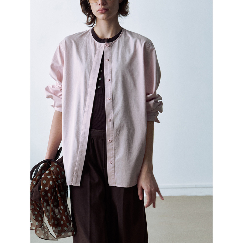 RAME Autumn New Commuting Versatile Lyocell Simple Collarless Loose Drop-Shoulder Matte Finish Shirt C6 RAME Autumn New Commuting Versatile Lyocell Simple Collarless Loose Drop-Shoulder Matte Finish Shirt C6