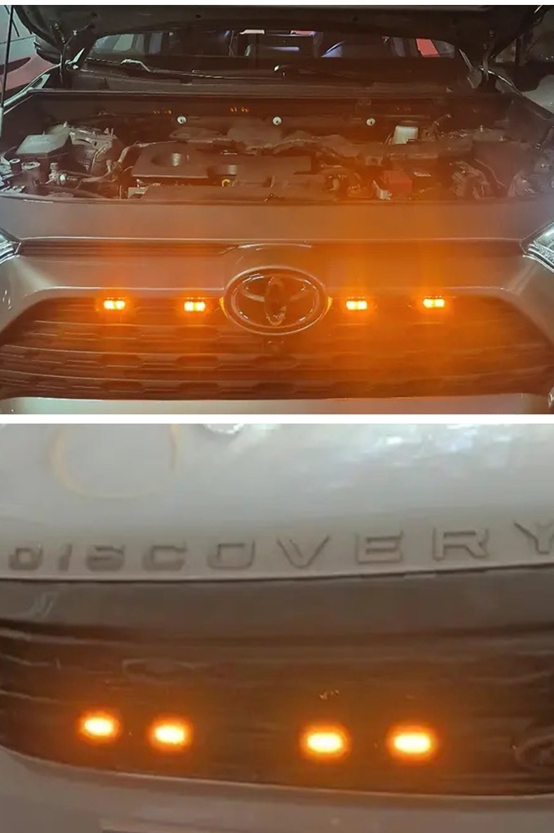 Car net small yellow light 4led12 light universal grille decoration fog light modified pickup truck off-road light