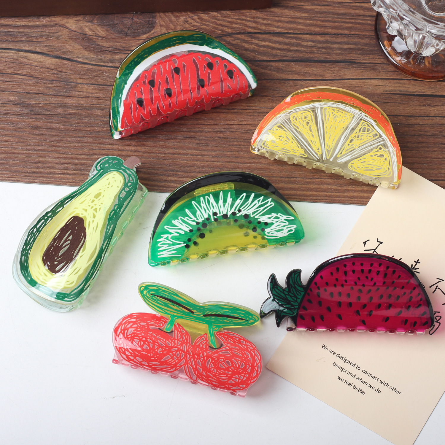 Clip de agarre de la serie de frutas de acrílico coreano, tendencia de moda personalizada, horquilla de tiburón, accesorios para el cabello, sombreros