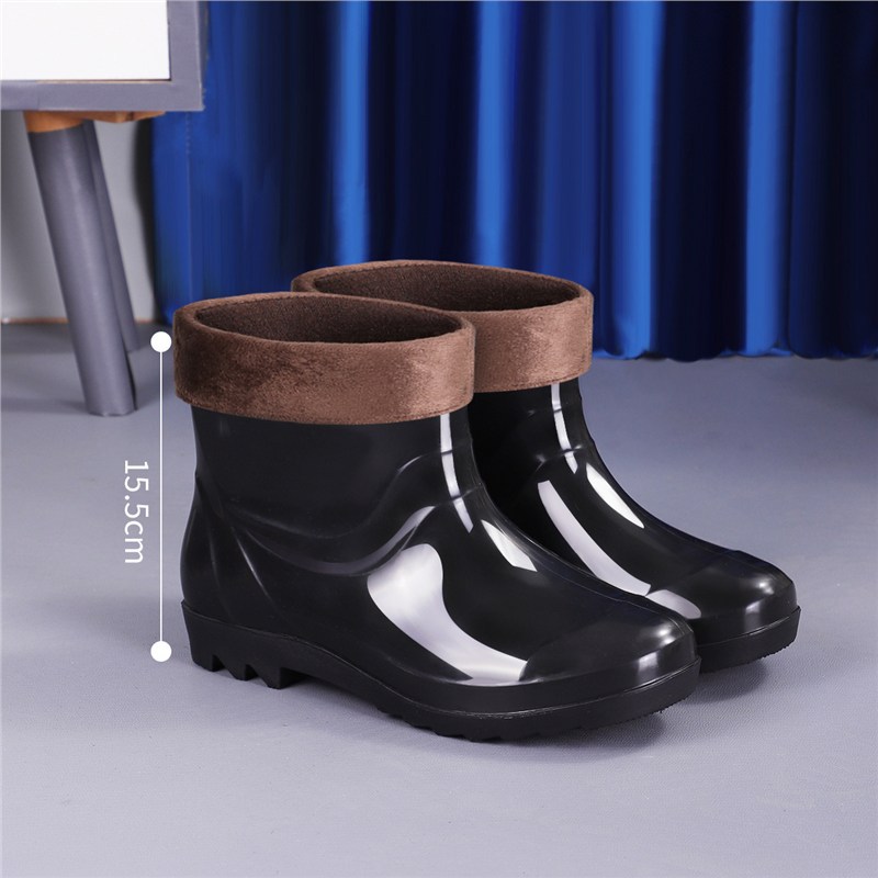 Comercio exterior de alto tubo de protección laboral para hombres zapatos de lluvia gruesos zapatos de lluvia impermeables al aire libre anti-deslizante extra alto calentamiento de lana zapatos de agua