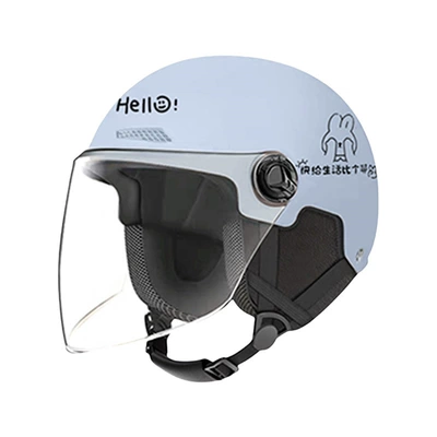 Motosiklet kaskı (dəbilqə) | 3C Certified Electric Vehicle Helmet, Impact-Resistant - 3c-four-seasons-removable-ear-protection-blue-tea-mirror-sunscreen-and-anti-fog-one-size-fits-all