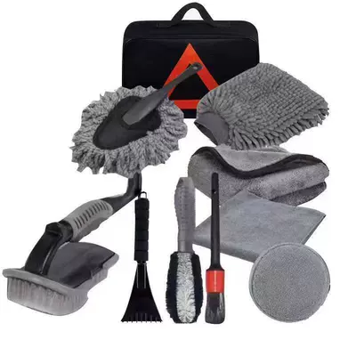 Tool Brush Beauty Kit for | Car cleaning tools - 10-piece-set-black-bag