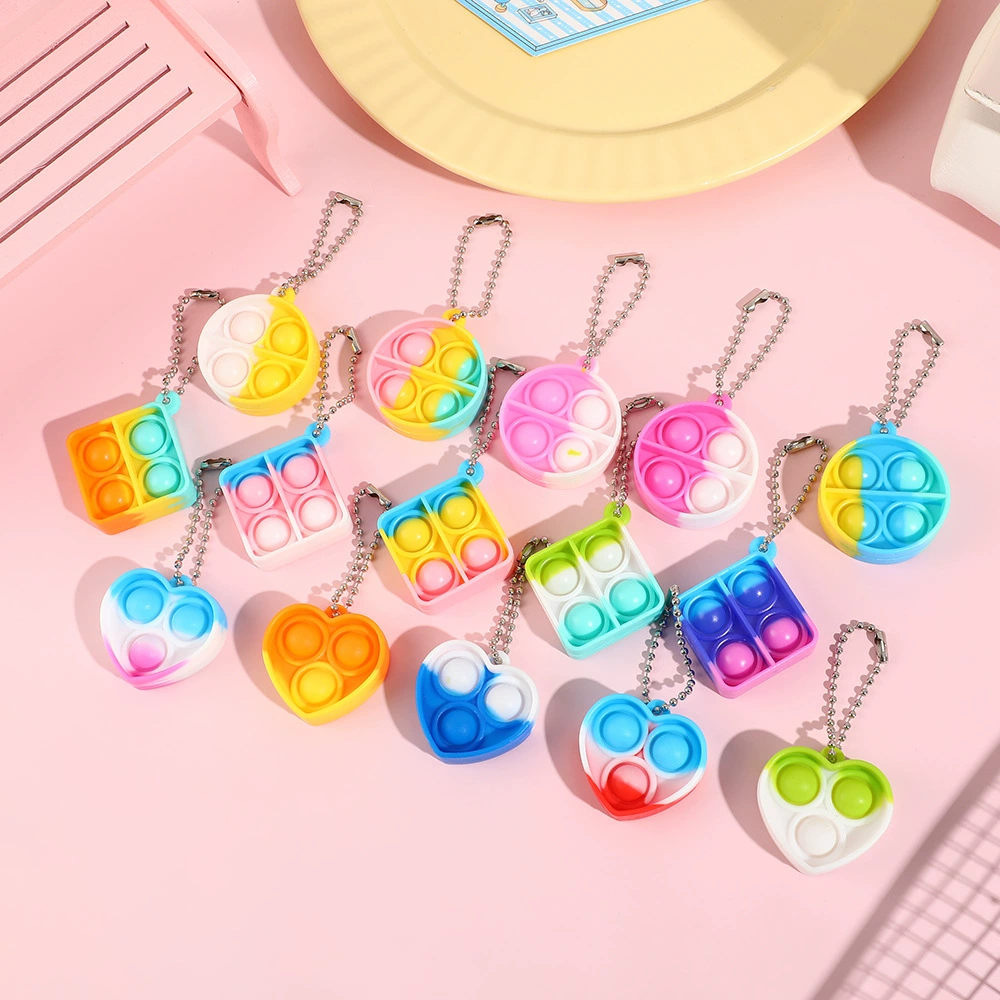 Мультяшный круглый цвет связки для ключей подвеска цвет сшивания квадратная игрушка в форме сердца пузырь декомпрессионный брелок