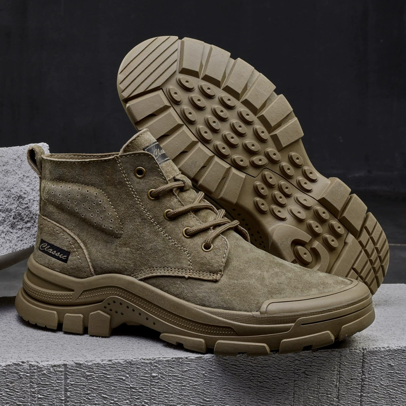 Ретро-сапоги, мужские высокие осенне-зимние рабочие ботинки для альпинизма на толстой подошве, бархатные теплые хлопковые ботинки, мужские большие размеры 45