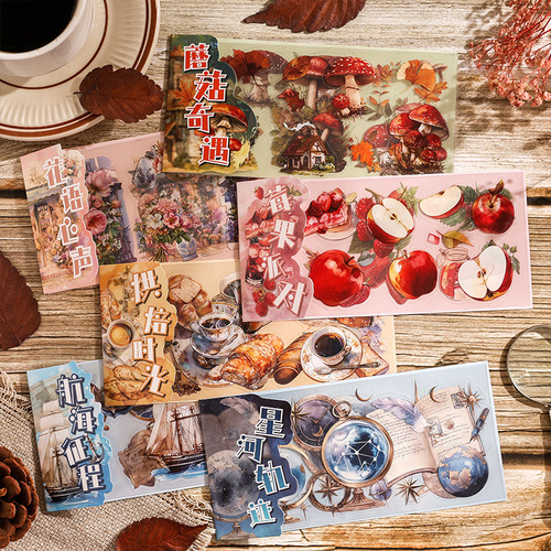 Dark Shadow PET Sticker Pack - Time Notes Age Notes Series 6 Styles Competition Account Collage Decoration Materials