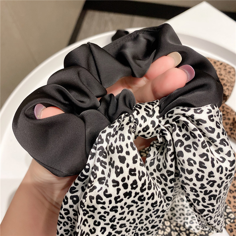 Korean Autumn New Female Leopard Print Bow Ribbon Rubber Band Ball Head Rope Hair Accessory display picture 7