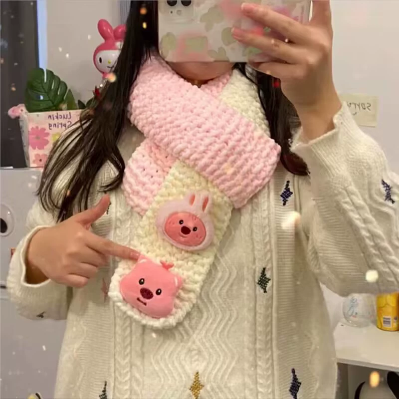 Петлевой шарф с Бобром специальная шерсть ручной работы сделай сам материал упаковка ручной работы ледяная полоса тканый рубиновый шарф теплый