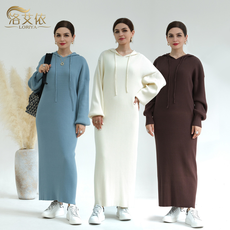 Loriya2023 Autumn and Winter Thickeneded Knitted Loose Sweater Dress Lr668