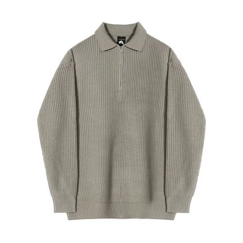 Japanese-Style High-End Design Semi-Zip Sweater for Men, Ins Trendy Brand Polo Collar Slim Fit Versatile Base Knit Top