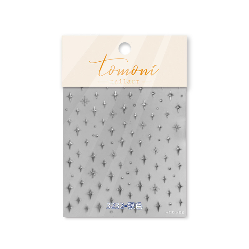 Pegatinas de uñas doradas tomoni populares pegatinas de uñas vintage fábrica al por mayor estrella japonesa de cuatro colores 3232