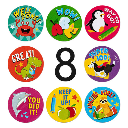 500 sheets/roll reward stickers, encouragement stickers, 8 designs, children’s inspirational stickers, cute animal tags