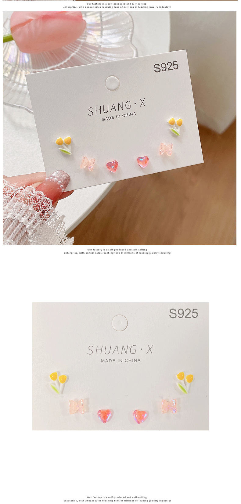 Fashion Heart Shape Butterfly Alloy Spray Paint Womenu0027S Ear Studs 1 Set