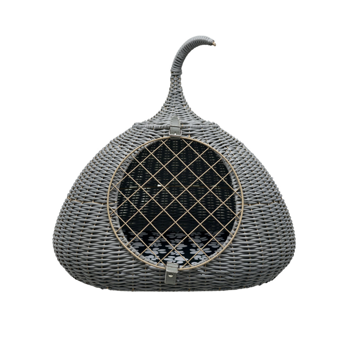 Cesta de gato de gato transpirable cuatro caña tejida gato jaula cama red red semicerrada cesta de suspensión nueva cesta tejida a mano