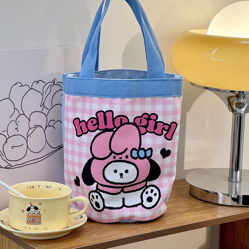 【ストア】かわいいイラストバケツポータブル韓国風ガールハートママランチバッグ仕事用小さなトートバッグ子供用|undefined