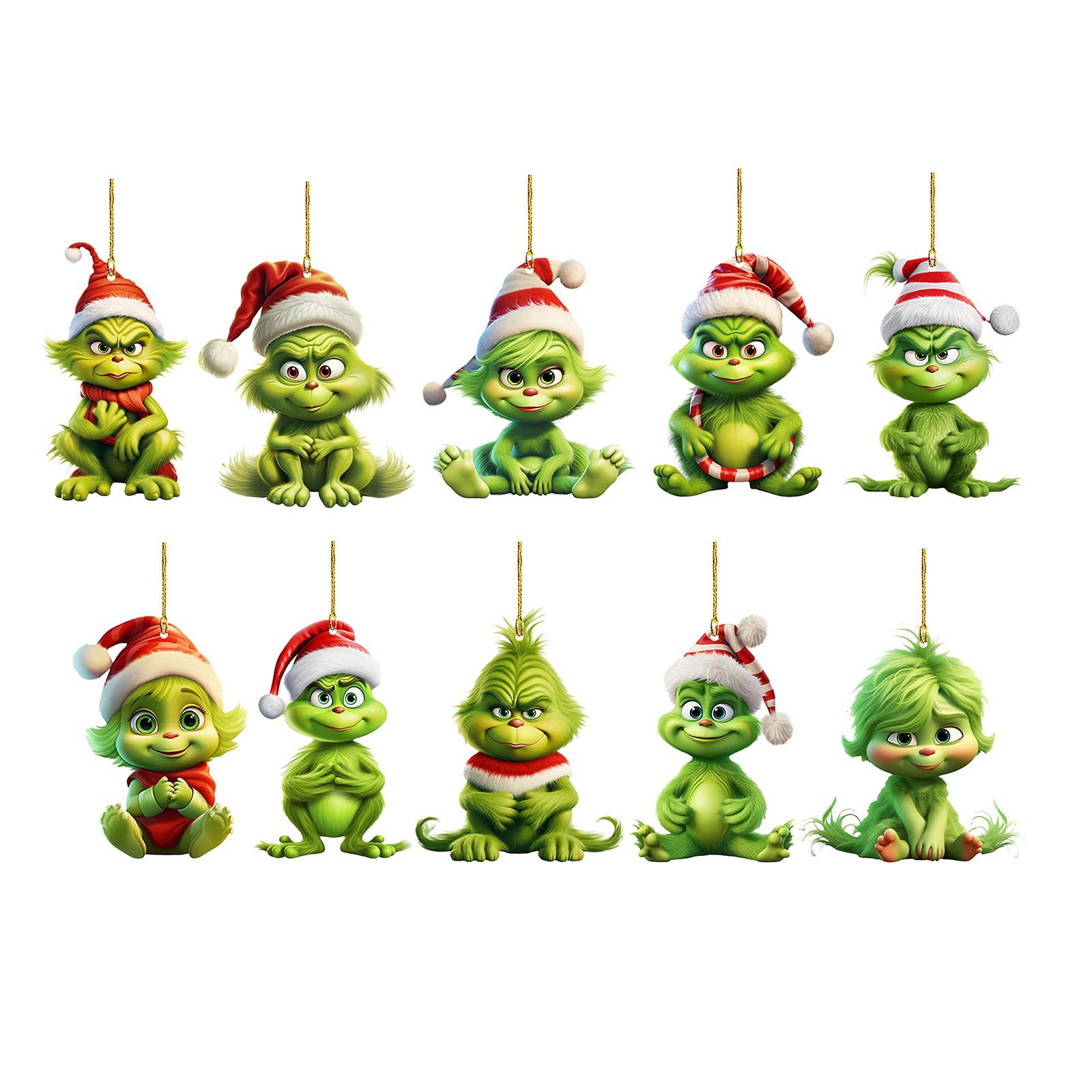Nuevo producto transfronterizo: Colgante de coche de dibujos animados de hombreito verde para niños, decoración para árbol de Navidad y hogar.