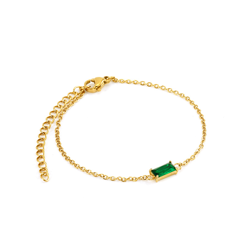 Acero inoxidable transfronterizo color verde tinta collar pulsera anillo conjunto de joyería chapado al vacío oro 18K joyería de acero titanio
