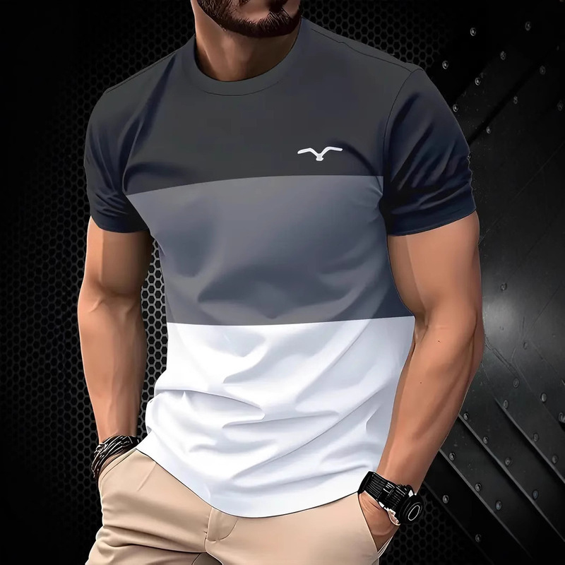 Amazon 2025 New Cross-Border Men's Short-Sleeve Digital 3D T-Shirt Youth Round-Neck Casual Versatile Top Trendy
