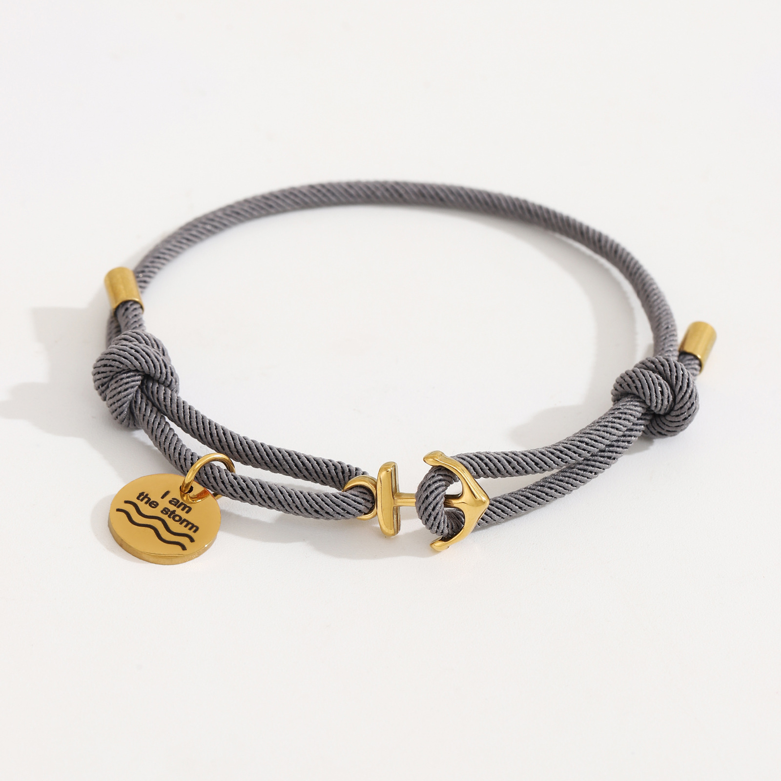 Round Anchor Milan Dark Gray Bracelet Gold Accessories