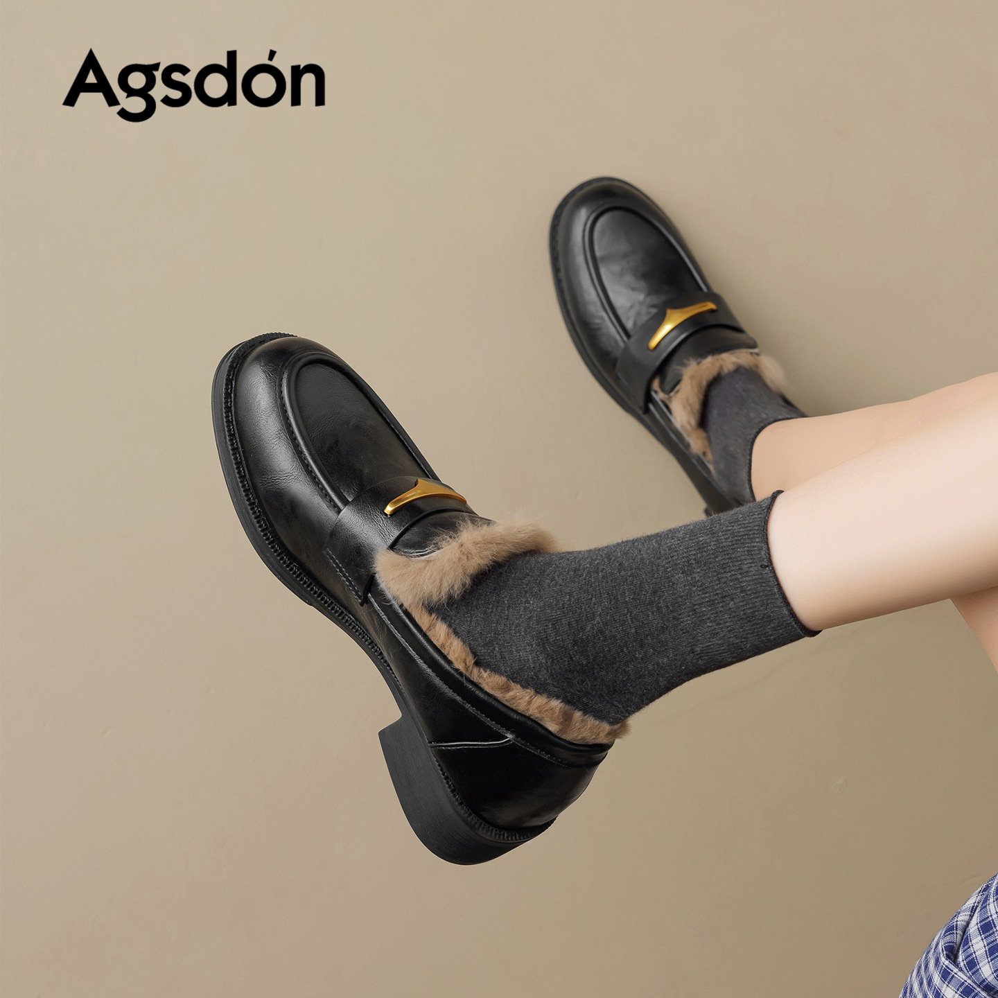 Zapatos de Lefour de Deng Xiaoping 2025 nuevos zapatos de invierno de lana de fondo grueso zapatos de algodón de nieve zapatos de cuero negro