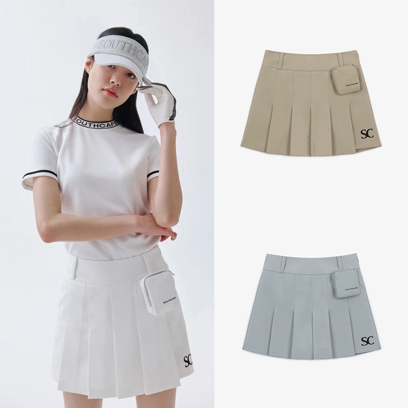 24 New Summer Korean Golf Clothing for Women, Casual Thin Pleated Skirt with Small Bag, Fashionable and Versatile