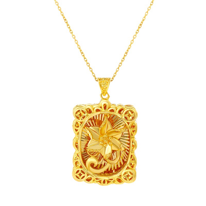 Aleación Xuping otoño y invierno galvanizado cuadrado colgante colgante estilo retro colgante de flores colgante joyería al por mayor mujeres