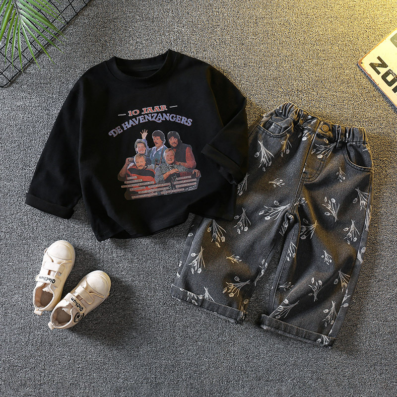 6087 traje de suéter para niños primavera y otoño 2024 nuevo traje para niños bebé otoño oso camisa de fondo de dos piezas