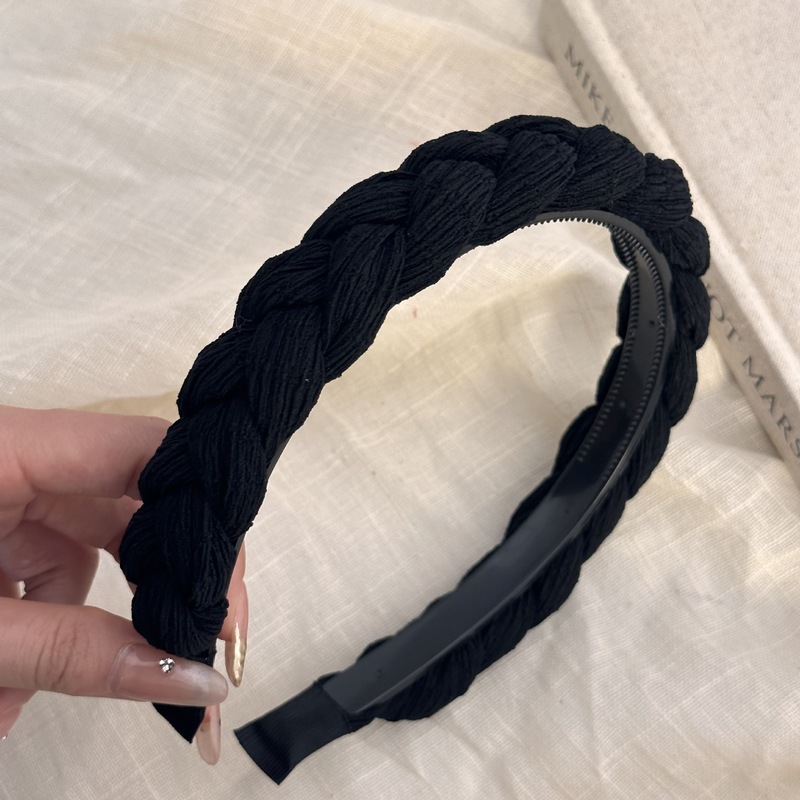 麻花辫子增高颅顶发箍女头箍压发卡发捆头饰白色黑色春夏发窟发旅|undefined