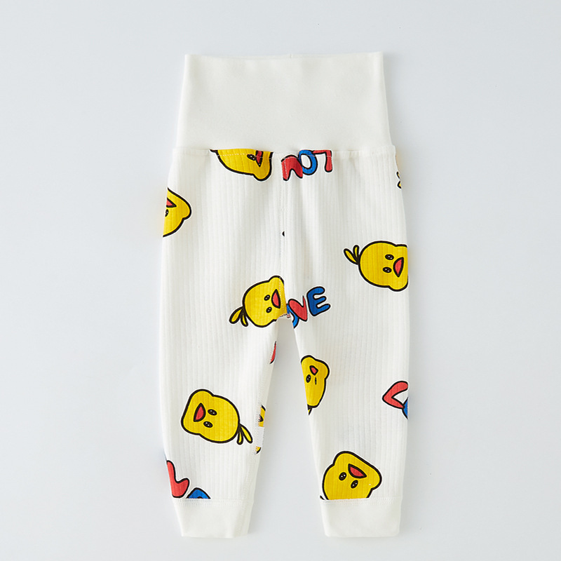 Baby High-Waist Protective Waist Pants Pure Cotton Toddler Fall and Winter Socks Pants Warm for Boys and Girls Children Cotton Fleece Pajamas for Autumn and Winter
