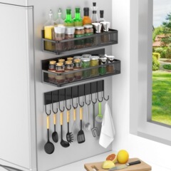 キッチン磁気冷蔵庫収納ラックキッチンスパイス収納ラック多機能サイドスパイスハンガーパンチなし