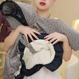儿童碎花棉衣2025秋冬新款女童韩版洋气花边加绒保暖棉服加厚冬季