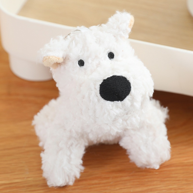 Cute niña garabateado perro West Highland puppy peluche mini muñeca regalo bolsas colgantes al por mayor