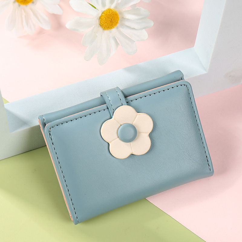 Cartera de regalo 2024, cartera corta para mujer, bonitas flores pequeñas, estilo coreano fresco, monedero para celebridades de Internet, envío directo
