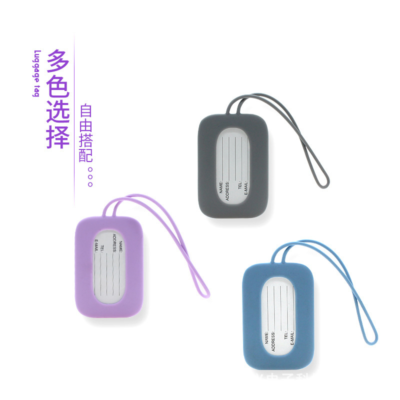 Etiqueta de equipaje etiqueta de identificación anti-Perdida Nombre de silicona marca púrpura listado tarjeta de embarque de equipaje