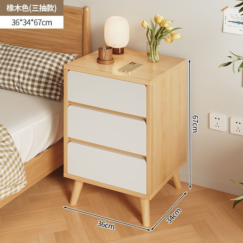 床头柜卧室简约现代新款收纳柜小型床尾储物柜家用实木质床边柜子|undefined