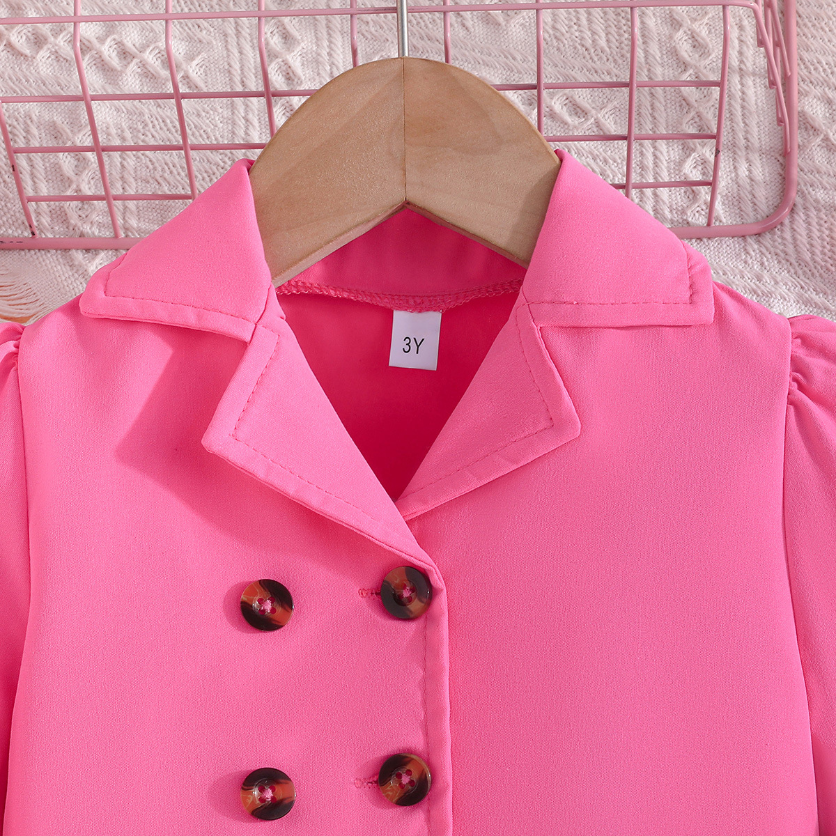 2024 Trendy INS Rose Red Small Formal Vest Pants Girls Three Piece Set_voghion.com