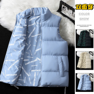 Cross-Border Wholesale Reversible Thickened Vest Men's Autumn and Winter Outdoor Vest Casual Printed Cotton Vest Jacket