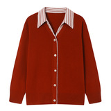 时尚春秋新款翻领假两件开衫全毛针织时尚拼接寸衫领休闲百搭毛衣，女装针织衫/毛衣，妃慕昵服饰