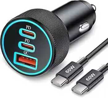Cross-Border New Aluminum Alloy Car Charger Qc3.0 Aluminum Alloy Car Mobile Phone Charger Dual Pd30W Fast Charging