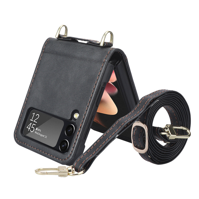 Suitable For SamsunG Z Flip3 5G Mobile Phone Case SM-F7110 Flip Cover Outer Card Mobile Phone Leather Case Crossbody Women's BaG Suitable For SamsunG Z Flip3 5G Mobile Phone Case SM-F7110 Flip Cover Outer Card Mobile Phone Leather Case Crossbody Women's BaG