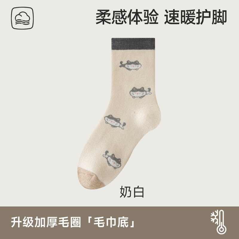 加厚毛圈秋冬新款女士中筒加后保暖毛巾底袜子批发|undefined