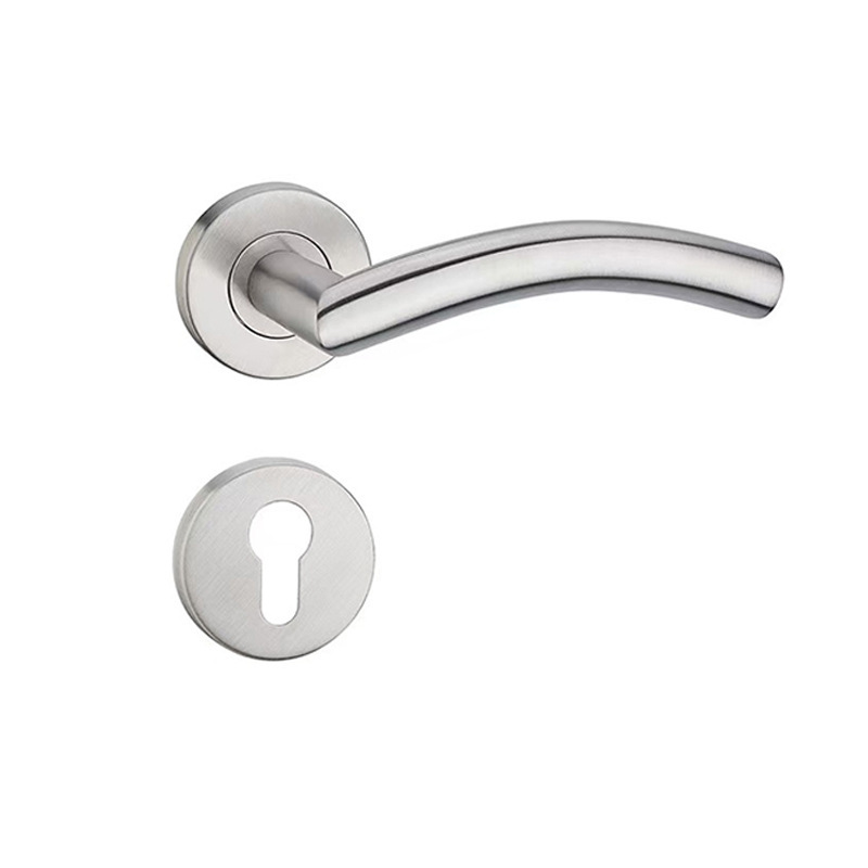Cerradura de puerta interior de tubo curvo estándar europeo cerradura de puerta de madera general conjunto completo de cerradura de puerta de acero inoxidable