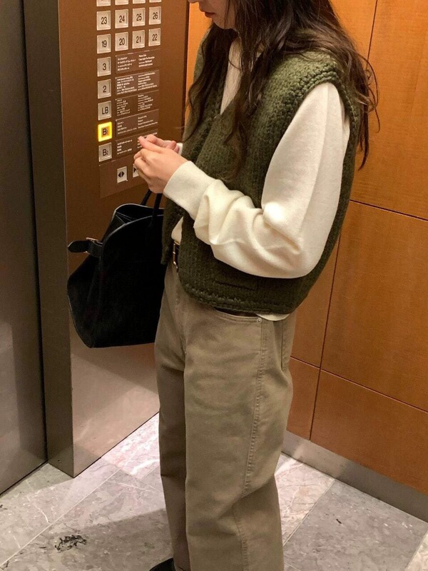 现 韩国设计师ler*be美娜家全羊毛手工编织马甲韩系女装针织背心|undefined