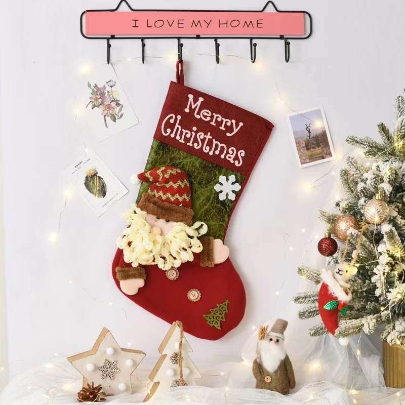 Grandes calcetines de muñeca de Navidad a cuadros decoración de Navidad niños bolsa de regalo dulces calcetines bolsa de regalo