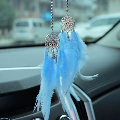 Car hanging, Catcher Car Pendant Creative - light-blue-feathered-dream-catcher