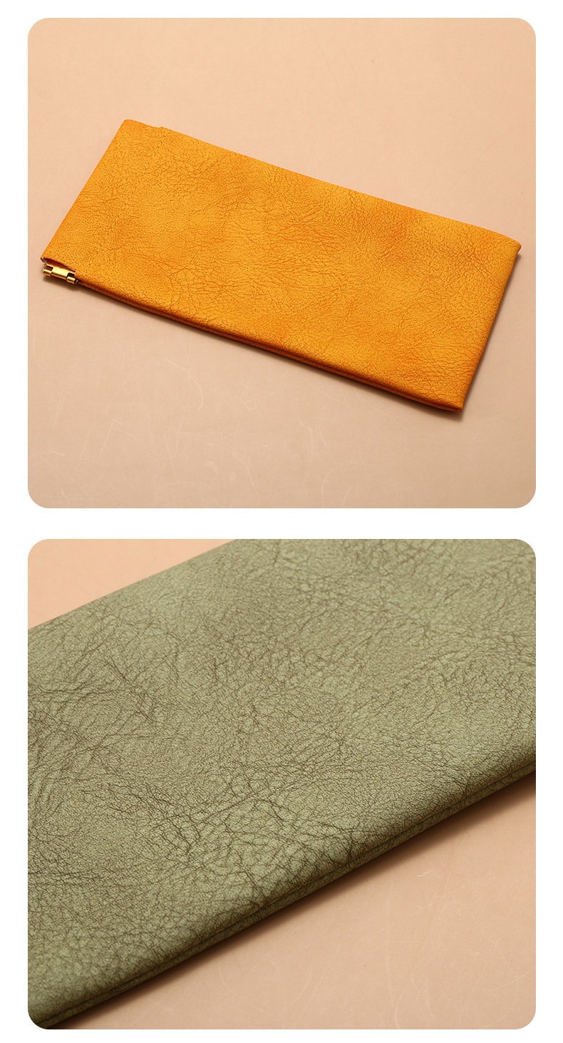 PU Leather Glasses Pouch Auto-Closing Snap Pocket Case for Sunglasses and Eyeglasses Blue 185x90mm in use