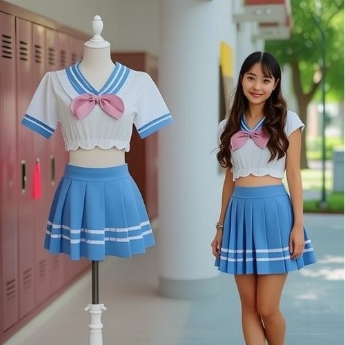 Lingerie Sets - High-Grade Pure Love Schoolgirl Sweet Nipple-Baring Split JK Uniform Set - Sexy and Pure Desire Lingerie