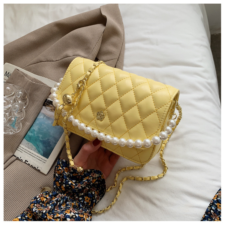 Fashion Pearl Chain Rhombus Embroidery Thread Messenger Small Square Bag Wholesale display picture 118