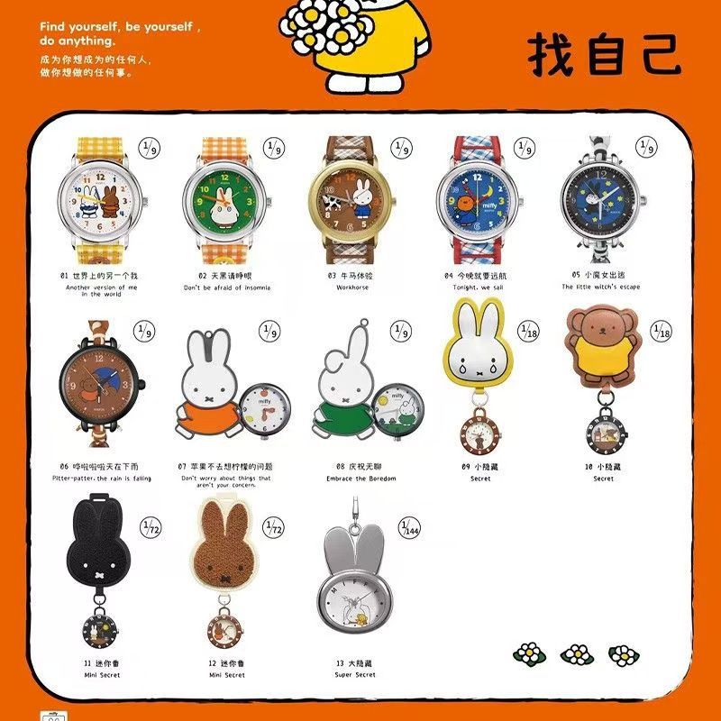 正版米菲兔Miffy联名手表盲盒潮玩周边可爱卡通形象腕表批发礼品